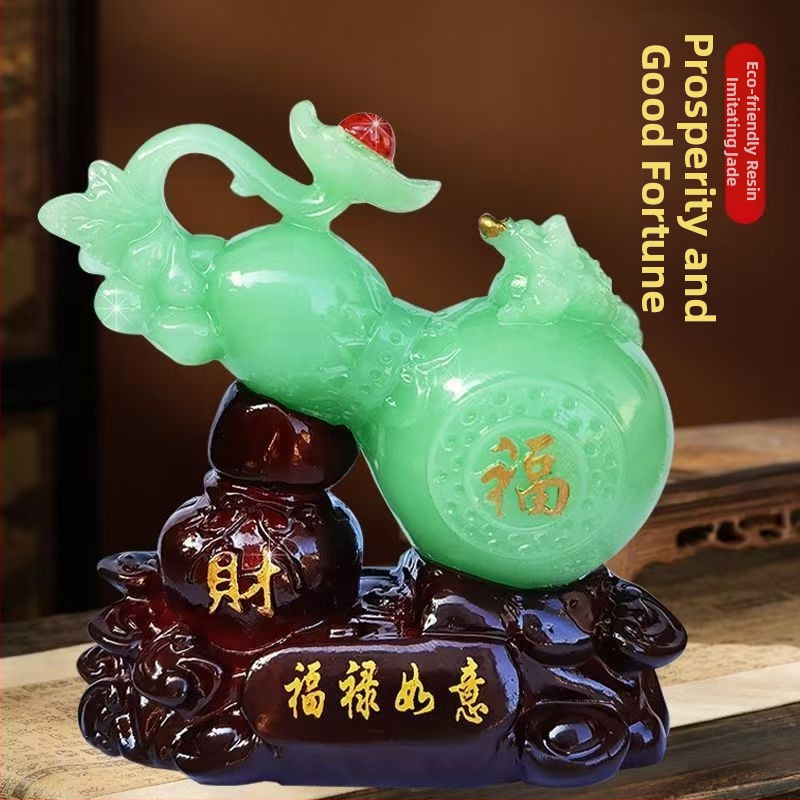 Ozdoba z tekvice z živice – čínske štýl, rytina a ručne maľovaná, dekor na stôl a do kancelárie