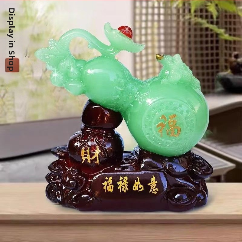 Ozdoba z tekvice z živice – čínske štýl, rytina a ručne maľovaná, dekor na stôl a do kancelárie