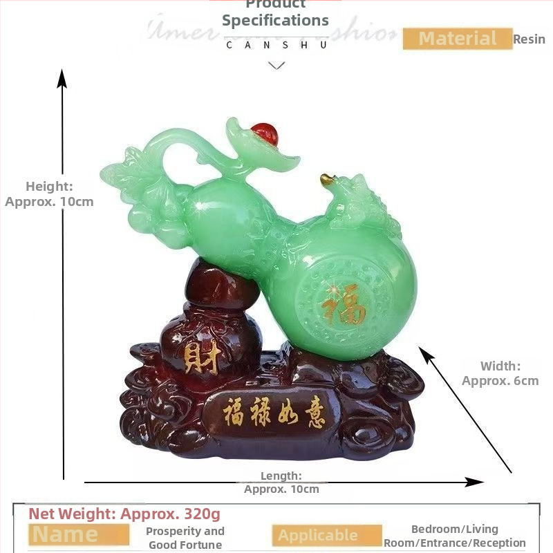 Ozdoba z tekvice z živice – čínske štýl, rytina a ručne maľovaná, dekor na stôl a do kancelárie