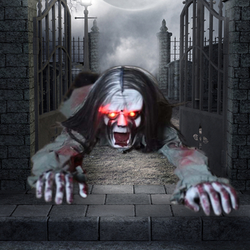 Duh koji se puzajući kreće uz glasovno upravljanje, s kosom, ukras Halloween