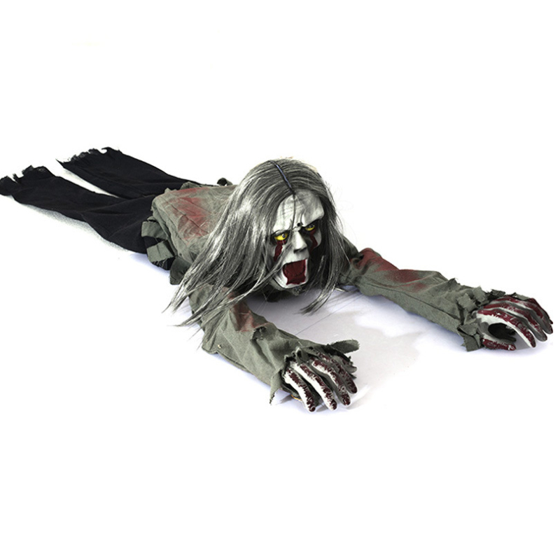 Duh koji se puzajući kreće uz glasovno upravljanje, s kosom, ukras Halloween