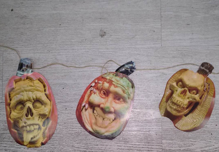 Halloween dekoracija za bar - plastični rekvizit za uređenje prostora, girande s likovima duha i tikvama, zavjesa za vrata (Materijal: Plastika; Vrsta rekvizita: Halloween dekoracija; Kategorija: Rekviziti za uređenje prostora)