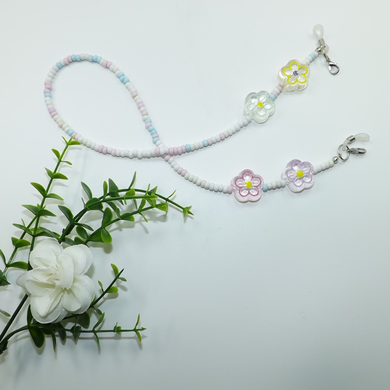 Bērnu masku un brillīšu ķēdīte – ziedu raksts, akril, zieda forma, stils: bērni, dabīgs, polēta apdare