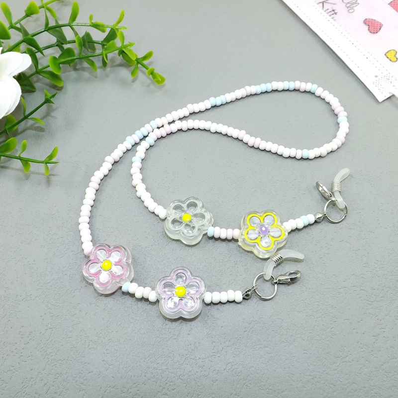 Bērnu masku un brillīšu ķēdīte – ziedu raksts, akril, zieda forma, stils: bērni, dabīgs, polēta apdare