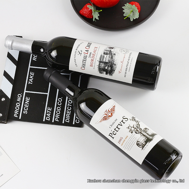 Vyno butelio dekoratyvinė rekvizitas – stiklo medžiaga – prekinis ženklas SS – logotipo spausdinimas įmanomas – skirtas vyno buteliams ir kitoms reikmėms