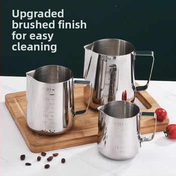 XJ Nerūdijančio plieno latte art pilstymo puodelis su snapeliu ir matavimo skale, 200 g