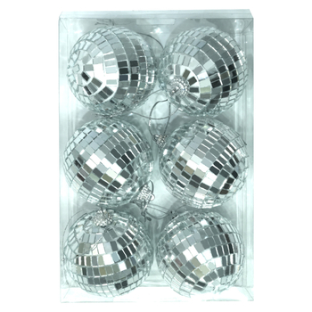 Ornamente: minge de sticlă cu bule, lucrat manual, formă rotundă, decor de Crăciun, stil minimalist modern