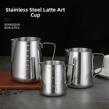 Latte art puodelis su smailiu snapeliu, 304 nerūdijusio plieno, Jeansiya, 120 g, su spauda logotipu