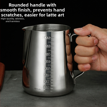 Latte art puodelis su smailiu snapeliu, 304 nerūdijusio plieno, Jeansiya, 120 g, su spauda logotipu