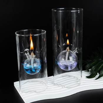 Cilindrična uljana lampa, staklo borosilikat, ručno puhana stakla, stakleni držač za svijeću, geometrijski oblik, jednostavan i moderan stil, viseći ukras, mogućnost otiska logotipa, za vjenčanja, romantične večere, dekor hotela i barova