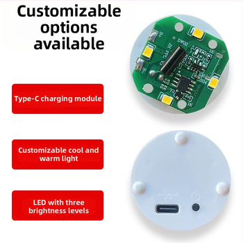 Feltölthető érintésre aktiválódó éjjeli lámpa alappal, fényerő-szabályozással