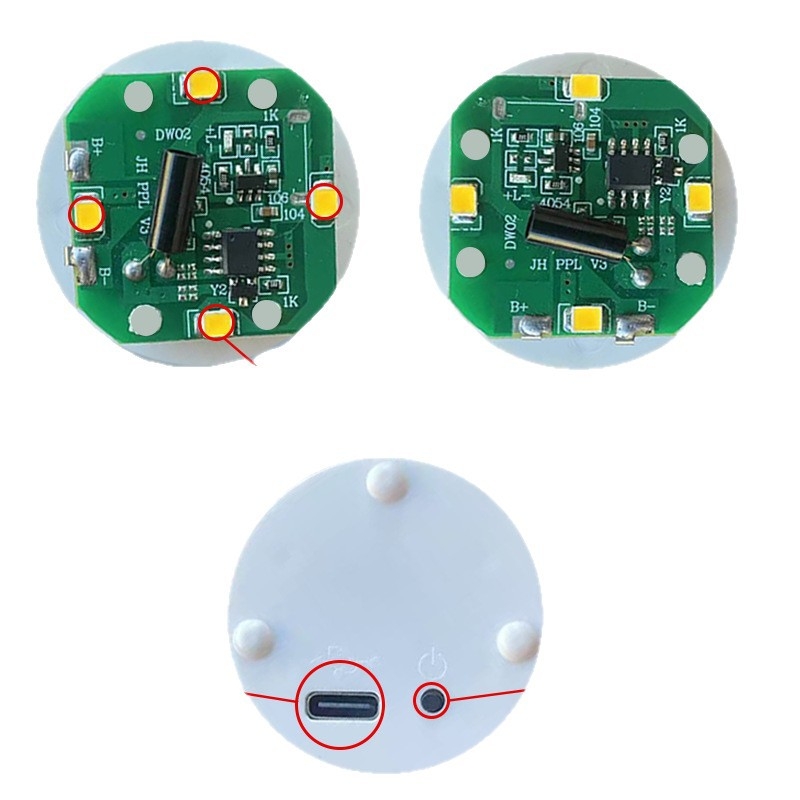 Feltölthető érintésre aktiválódó éjjeli lámpa alappal, fényerő-szabályozással