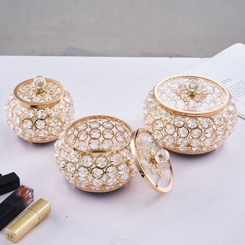 Kutija za ruž i nakit s poklopcem – metal i staklo, inlay, svijetli luksuzni stil