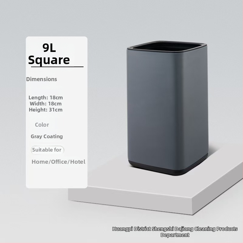 Dviejų sluoksnių nerūdijančio plieno šiukšlių dėžė, kvadrato-apskrito dizaino, 12 L, be dangtelio, komerciniam naudojimui (viešbučiai, vonios, virtuvės)