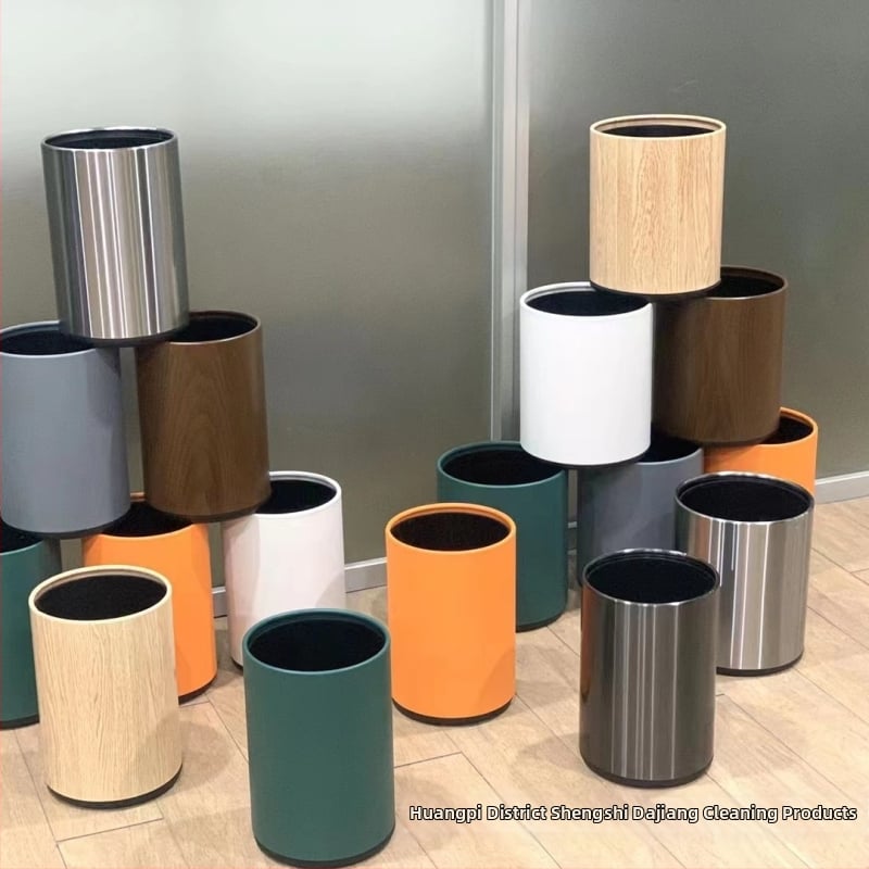 Dviejų sluoksnių nerūdijančio plieno šiukšlių dėžė, kvadrato-apskrito dizaino, 12 L, be dangtelio, komerciniam naudojimui (viešbučiai, vonios, virtuvės)