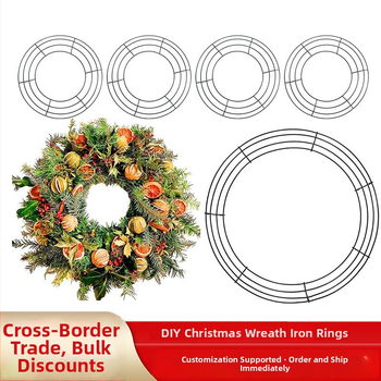 Cadru circular din sârmă pentru flori, cunună de viță, decorațiune de Crăciun (Material: Iron Art; Stil: American; Finisaj: Baking Paint; Nr. art.: 012; Export transfrontalier exclusiv)