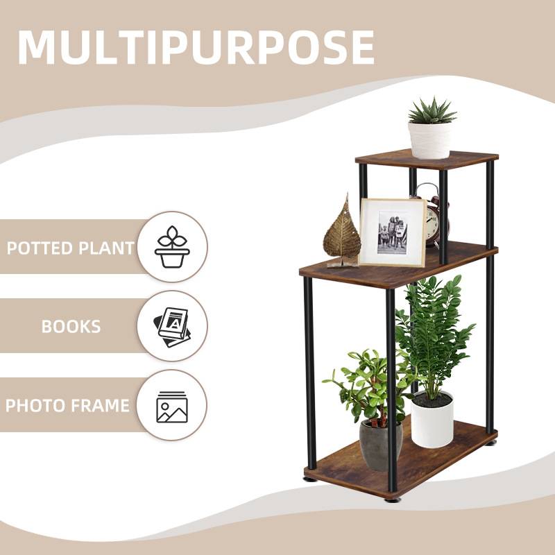 Триетажна стелаж-масичка с метална рамка – модерен стил, повърхност от изкуствена дъска, персонализируема