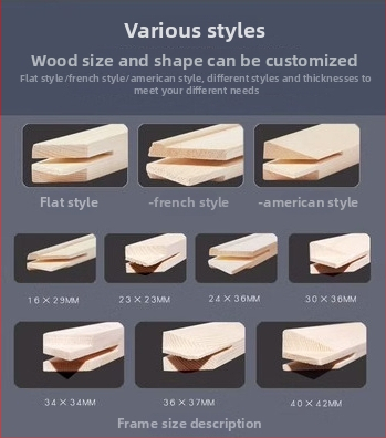Eļļas gleznu rāmja iekšējā josla, priedes koks, kvadrāta forma, Tian Huang Painting Material, Mākslas piederumi