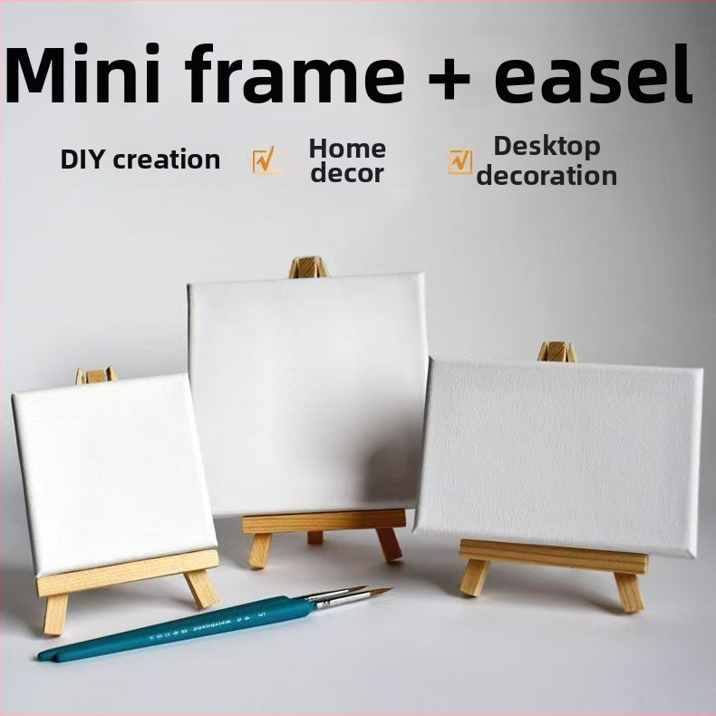 Koka gleznošanas statīvs, galda tri-potīgais statīvs, sērija: mazais rāmis + statīvs, materiāls priede