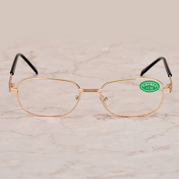 Uniszex presbiop szemüveg üveg lencsékkel, teljes keretű fém keret, modell 602, kis arcformájúaknak