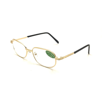 Uniszex presbiop szemüveg üveg lencsékkel, teljes keretű fém keret, modell 602, kis arcformájúaknak