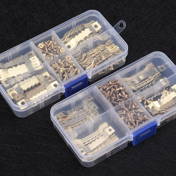 Nuotraukų rėmų pakabinimo kabliukai rinkinys, dantyti vienpusiai, metalas su elektroplakavimu, 100 vnt., tvirtinimo priedai svetainei