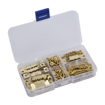 Nuotraukų rėmų pakabinimo kabliukai rinkinys, dantyti vienpusiai, metalas su elektroplakavimu, 100 vnt., tvirtinimo priedai svetainei