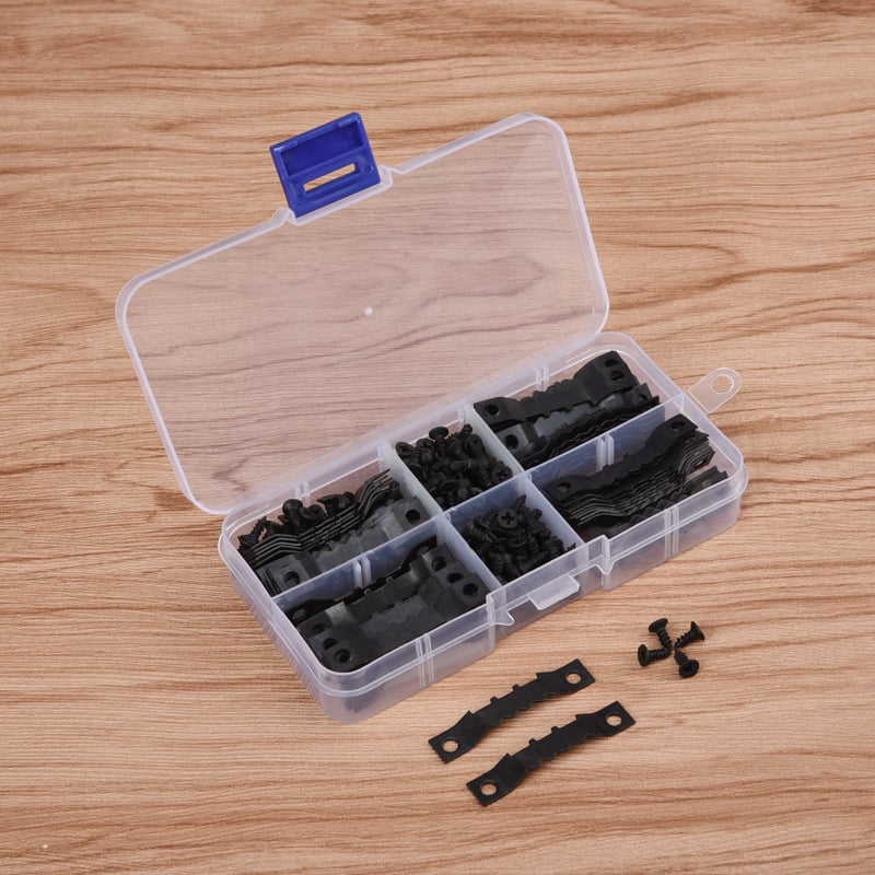 Nuotraukų rėmų pakabinimo kabliukai rinkinys, dantyti vienpusiai, metalas su elektroplakavimu, 100 vnt., tvirtinimo priedai svetainei