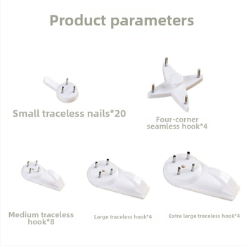 43 vnt nematomi plastiniai kabliukai nuotraukų rėmams ir paveikslams (40 kabliukų + 3 įrankiai)