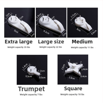 43 vnt nematomi plastiniai kabliukai nuotraukų rėmams ir paveikslams (40 kabliukų + 3 įrankiai)