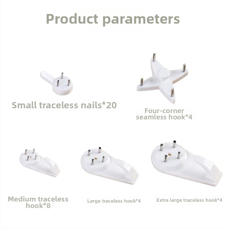 43 vnt nematomi plastiniai kabliukai nuotraukų rėmams ir paveikslams (40 kabliukų + 3 įrankiai)