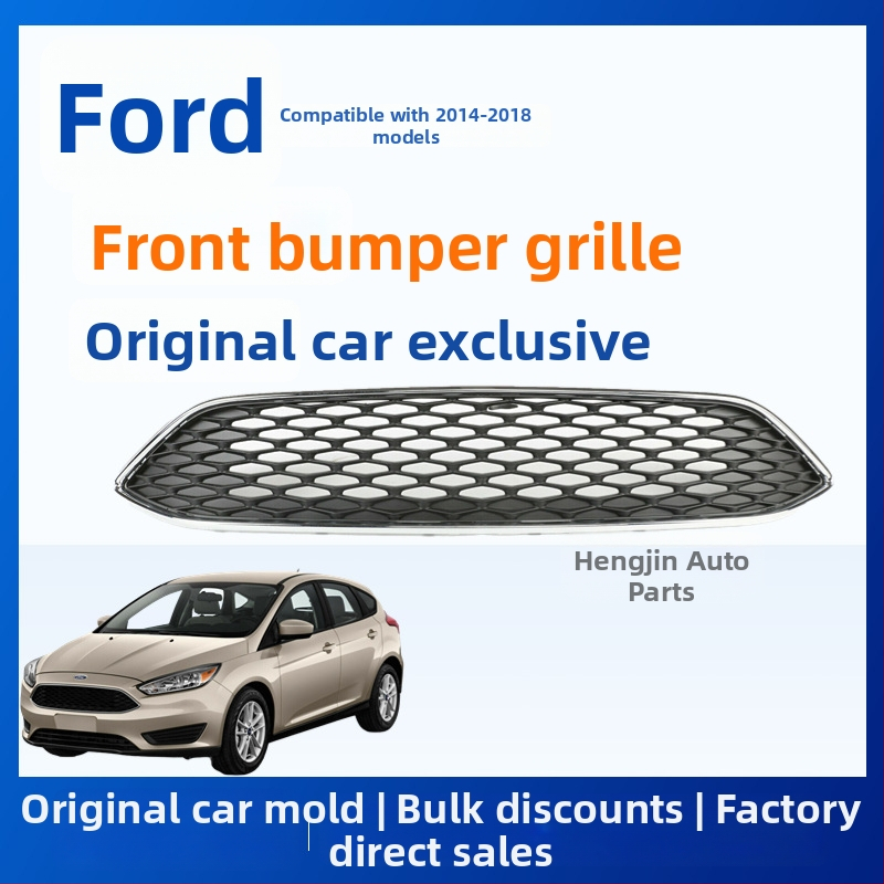 Ford Focus 2015-2018 Viršutinė grotelė su odos tekstūros tinkleliu, ABS plastikas, montavimas buferio srityje, MK3, Priedas 1875314