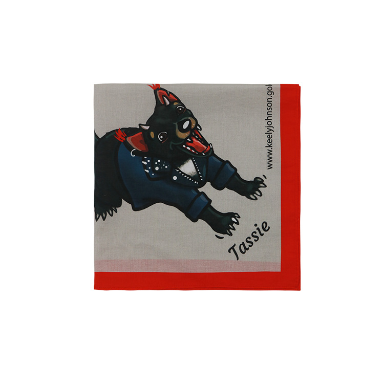 Polyesterový štvorcový šál-bandana s karikatúrnym vzorom, vlastná tlač