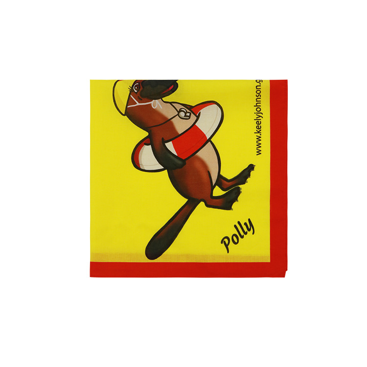 Polyesterový štvorcový šál-bandana s karikatúrnym vzorom, vlastná tlač