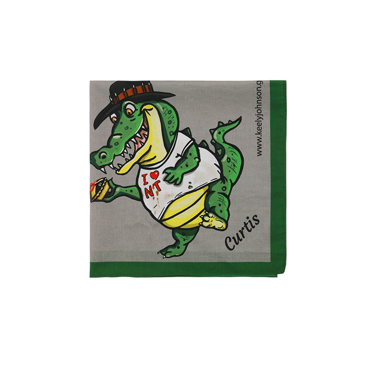 Polyesterový štvorcový šál-bandana s karikatúrnym vzorom, vlastná tlač