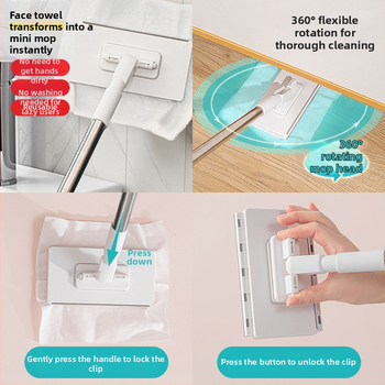 Plokščias grindų šluota su mikropluošto šluoste, plastikinė rankena, 10 kg apkrova, džiūvimo greitis 90–100%, vieno pavara