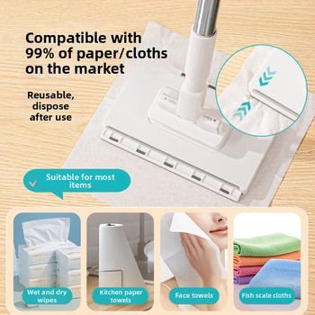 Plokščias grindų šluota su mikropluošto šluoste, plastikinė rankena, 10 kg apkrova, džiūvimo greitis 90–100%, vieno pavara