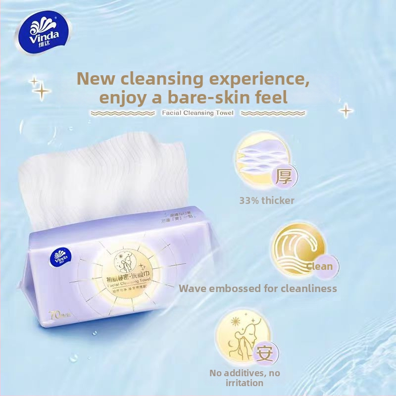 Vinda sejas tīrīšanas salvetes vienreizējai lietošanai, 100% kokvilna, 70 lapas, var pakārt