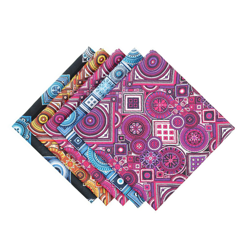 Bavlnený turbán, štvorcový šál s mriežkou, potlač