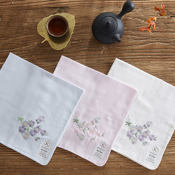 Носна кърпичка от 100% памук, бродиран мотив Lily of the Valley, в японски стил за жени, 40 g, с печатено лого и възможност за персонализация