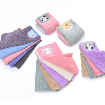 Gyerekeknek szóló négyszögletes törölköző, 5 darabos készlet — puha Coral Fleece, kiváló nedvszívó képesség, minimális szálkiválás, fakításálló, Cartoon sorozat, 17 g, sima szövés