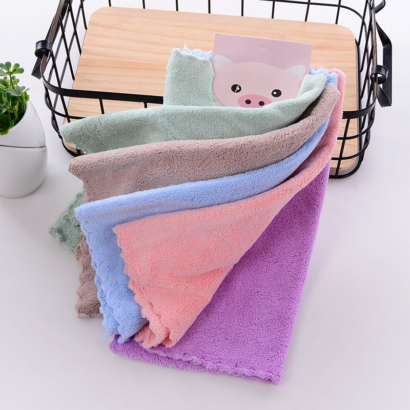 Gyerekeknek szóló négyszögletes törölköző, 5 darabos készlet — puha Coral Fleece, kiváló nedvszívó képesség, minimális szálkiválás, fakításálló, Cartoon sorozat, 17 g, sima szövés