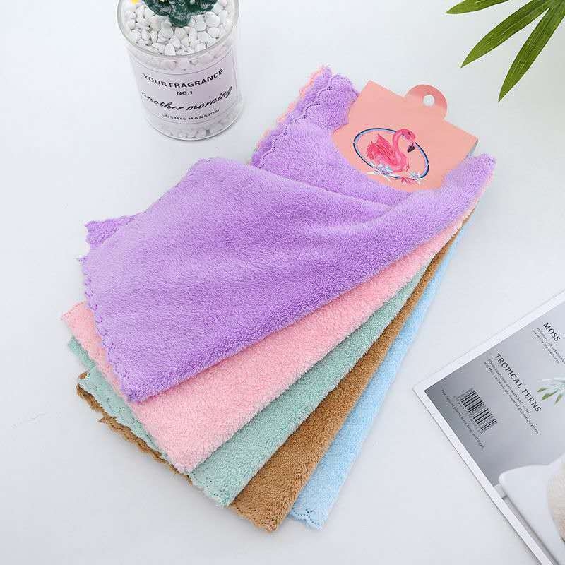 Gyerekeknek szóló négyszögletes törölköző, 5 darabos készlet — puha Coral Fleece, kiváló nedvszívó képesség, minimális szálkiválás, fakításálló, Cartoon sorozat, 17 g, sima szövés