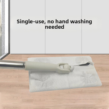 Plokščias šluostytuvas su vienkartinėmis veido servetėlėmis, nerūdijančio plieno kotas, vandens išspaudimo būdas: uždėkite servetėlę ant plokštės, kotas: įprasta lazda + plastinė plokštelė