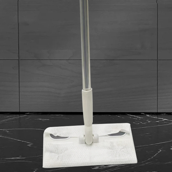 Plokščias šluostytuvas su vienkartinėmis veido servetėlėmis, nerūdijančio plieno kotas, vandens išspaudimo būdas: uždėkite servetėlę ant plokštės, kotas: įprasta lazda + plastinė plokštelė