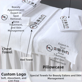 Prosop de salon din bumbac 100%, cu logo brodat, personalizabil; absorbție 5–10 s; greutate 120–800 g; procese de fabricație: broderie, jacquard, țesătură simplă