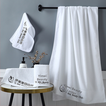 Prosop de salon din bumbac 100%, cu logo brodat, personalizabil; absorbție 5–10 s; greutate 120–800 g; procese de fabricație: broderie, jacquard, țesătură simplă