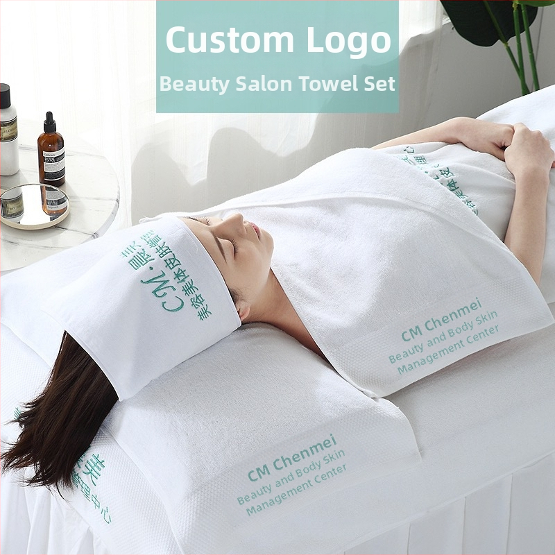 Prosop de salon din bumbac 100%, cu logo brodat, personalizabil; absorbție 5–10 s; greutate 120–800 g; procese de fabricație: broderie, jacquard, țesătură simplă