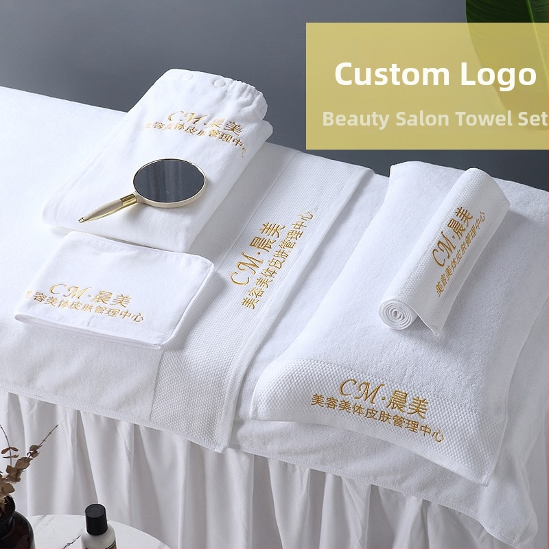 Prosop de salon din bumbac 100%, cu logo brodat, personalizabil; absorbție 5–10 s; greutate 120–800 g; procese de fabricație: broderie, jacquard, țesătură simplă