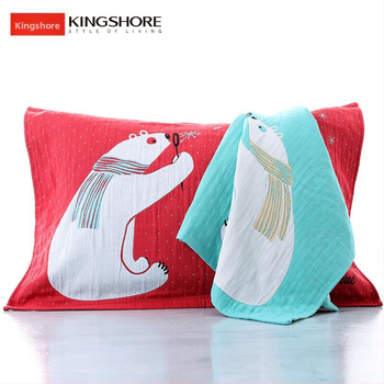 King Shore pagalvių užvalkalas – 100% medvilnė, antibakterinis, nuo erkių, keturių sluoksnių marlė, dviejų vienetų komplektas